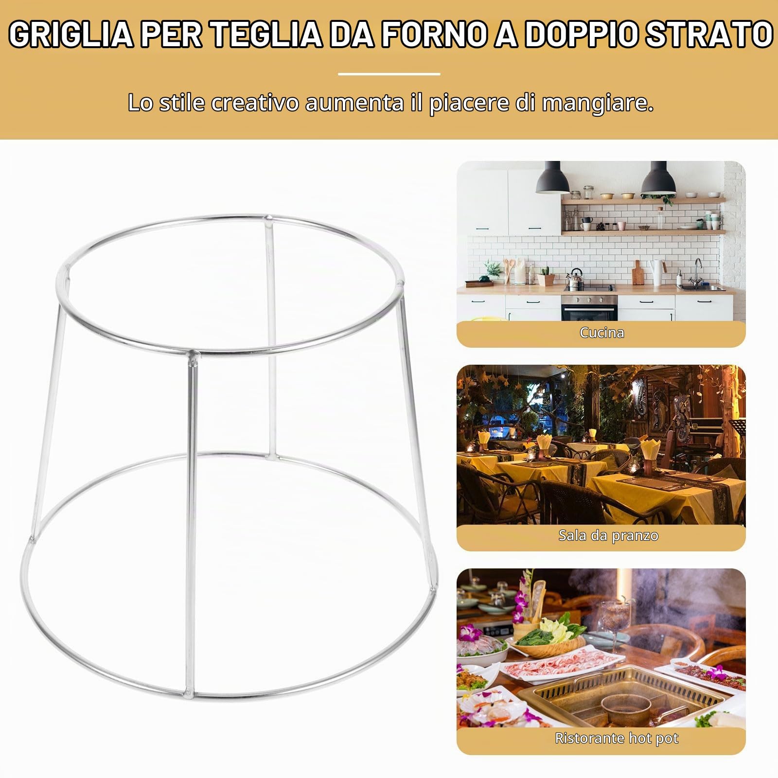 Set 3 Pezzi Alzatine per Buffet in Acciaio Inossidabile, Supporto Doppio Strato per Vassoi e Portapiatti, Design Creativo e Salvaspazio per Ristoranti
