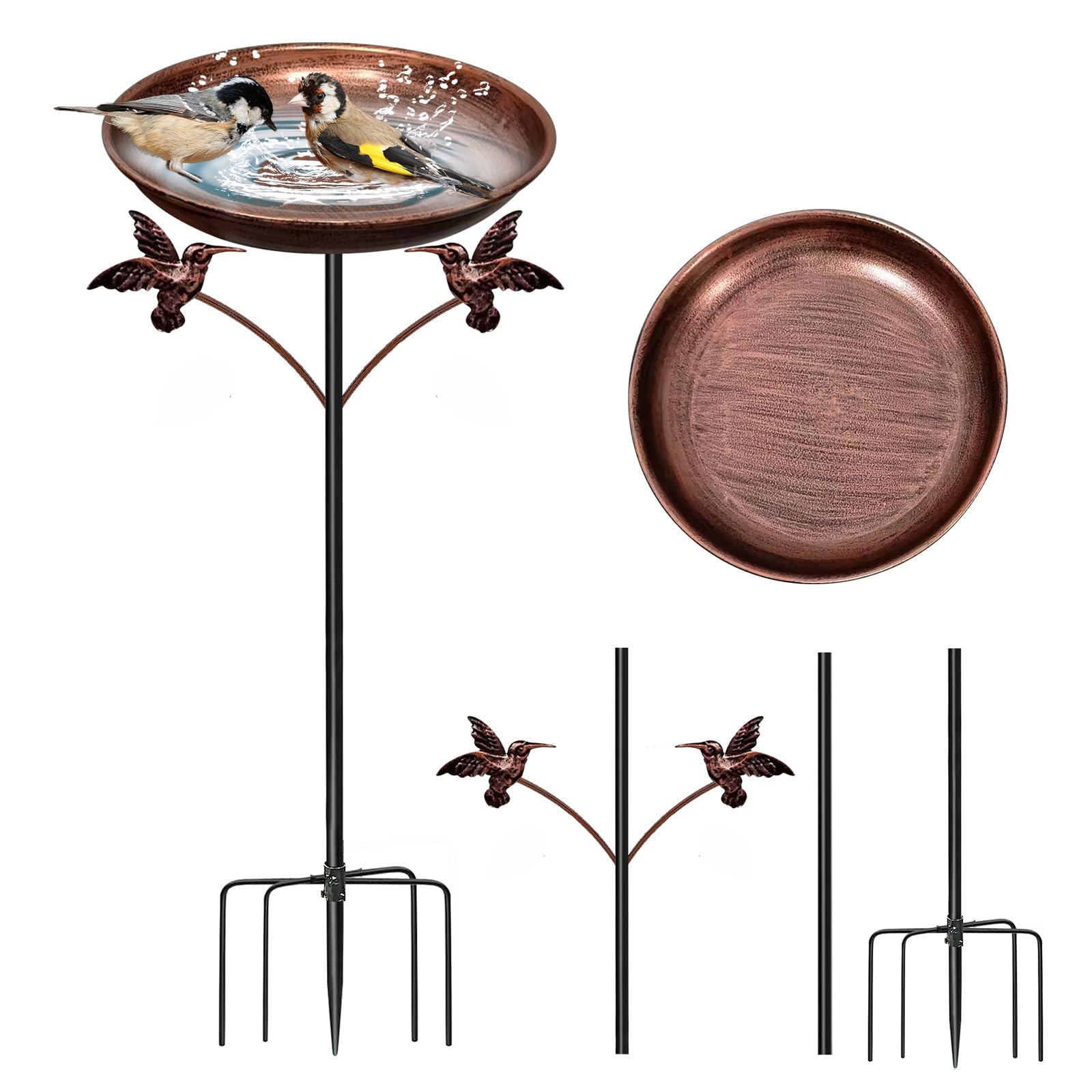 Abreuvoir Oiseaux Extérieur 81 cm, Mangeoire Oiseaux Extérieur sur Piedl pour Jardin, Station D’Alimentation pour Oiseaux Sauvages, Résistant Au Froid, Abreuvoir avec 5 Piques