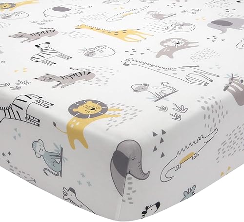 Miniatura 6 de Lambs & Ivy Snuggle Jungle - Sábana bajera ajustable para cuna de algodón