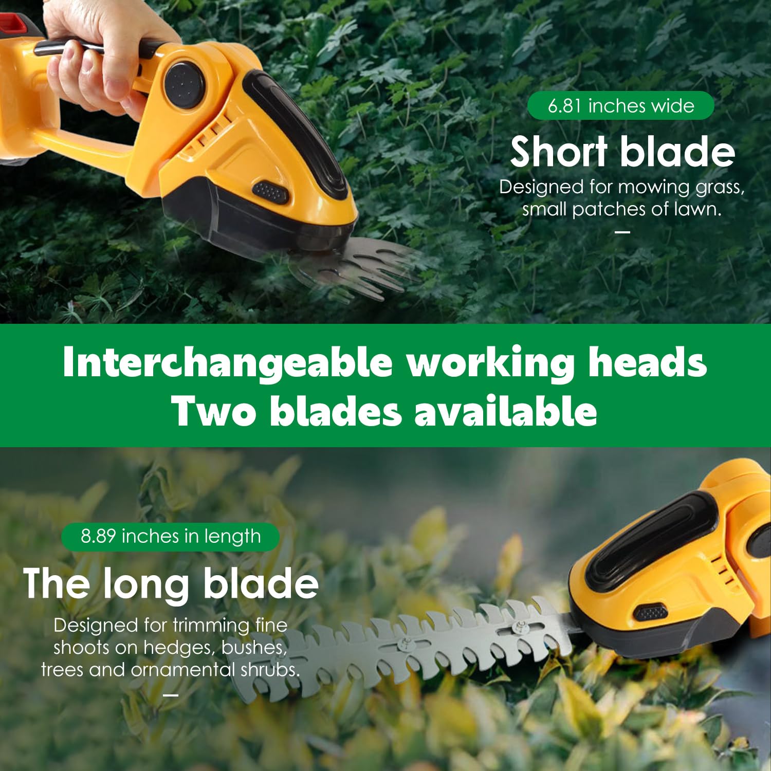 Corte de Borde Inalámbrico, 24V Tijeras de Podar con Batería 2 en 1 Tijeras de Césped Inalámbricas Recortadora de Setos de Mano con Batería Recargable de Iones Litio y Cargador para Césped Jardín