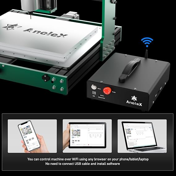 CNC Router Machine 4030-Evo Ultra 2, All-Metal XYZ Axis Dual Steel Linear Guides & Ball Screws with 800W Trim Router for Metal Aluminum Brass Wood Acrylic PCB