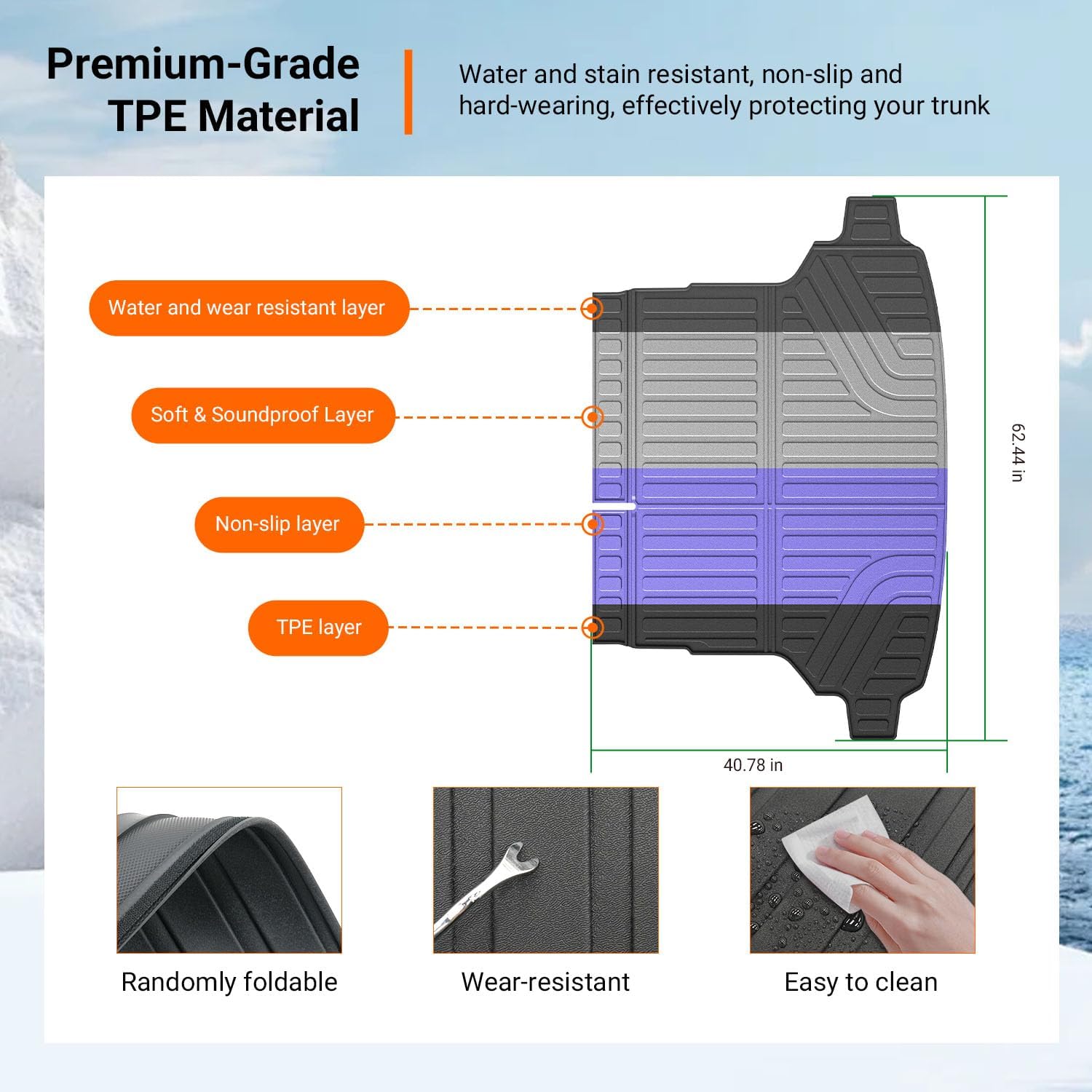 powoq Trunk Mat Compatible with 2025 2026 Subaru Forester Cargo Liner TPE Trunk Liner All Weather Protection Cargo Mat Replacement for 2025 2026 Subaru Forester Accessories (Trunk Mat) - Image 5