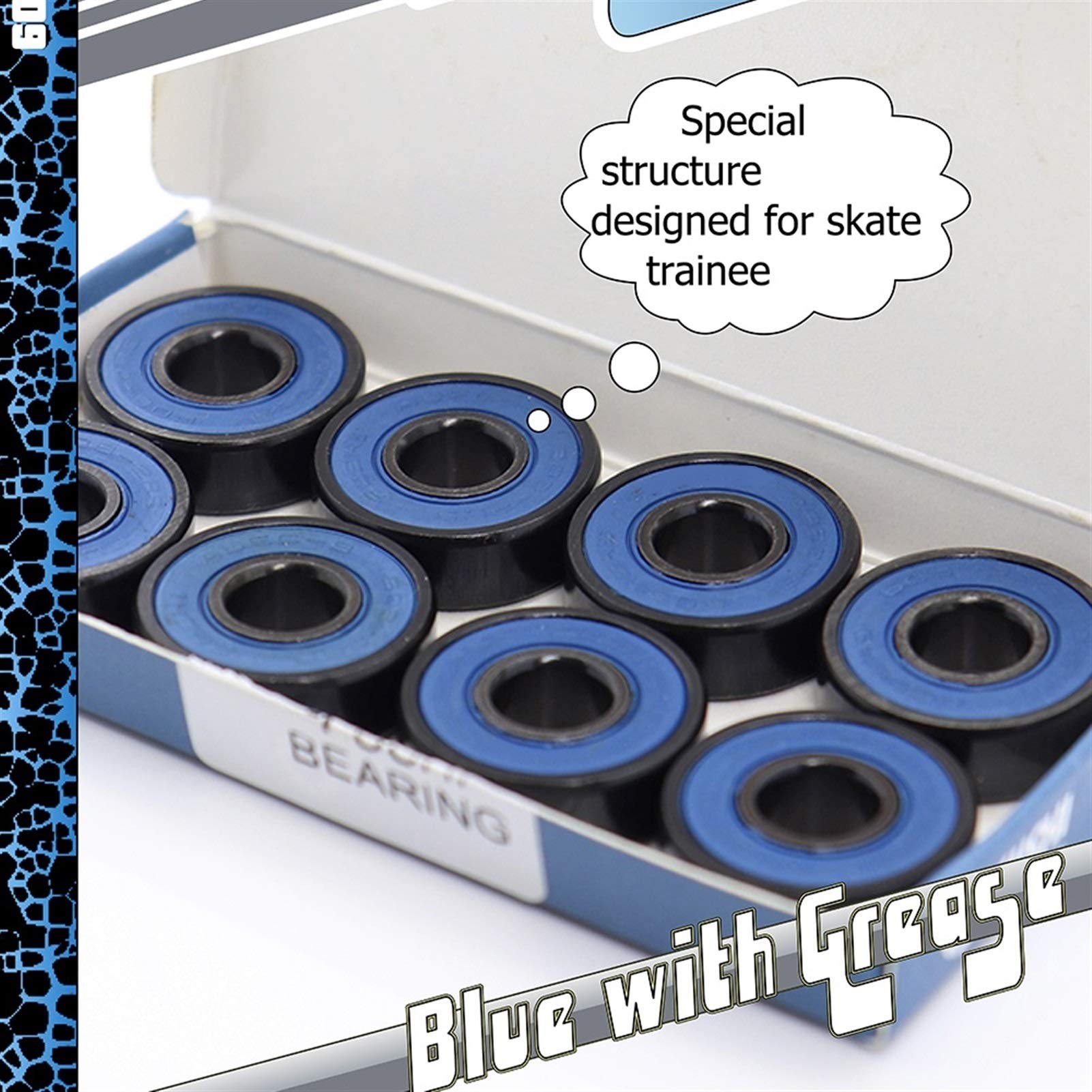 Ttanga. 16pcs Abec9 608 2RS for rotolamento in Linea Skate Skateboard Cuscinetto 608 RS Ball Cuscinetti 608RS sigillato 8x22x7mm Albero (Color : 608RS Blue, Size : 16pcs)