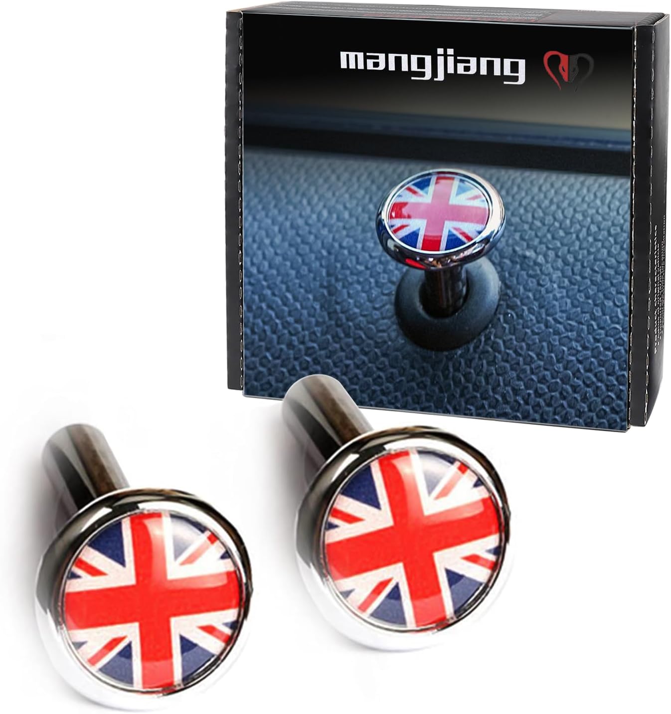 Carbon Fiber Metal Door Lock Pin Knobs Sticker Cover Replacement Parts for Mini Cooper R55 R56 R60 F54 F55 F56 Clubman Countryman Hatchback Universal (Union Jack Red/Blue)