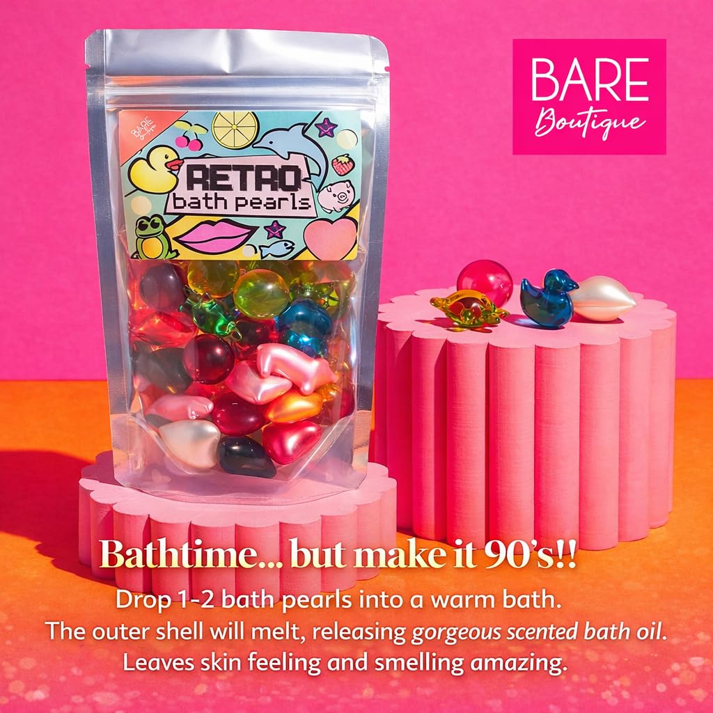 Retro Bath Beads Jumbo Pack of 30. Various Shapes and Scents. Animals, Hearts, Stars, Pearls. Bath Oil Beads. Gift for Mom Gift for Women Birthday Gifts for Women. Bath Pearls. Bath Gift Set.