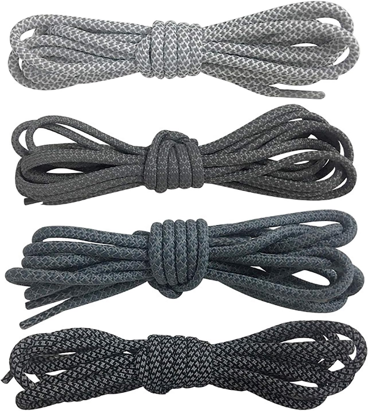 Coobbar 4 pair Sport Round Shoe Laces Reflective, Sport Round Shoe Laces, Reflective Round Shoelaces, Night Running Shoelaces for Men & Women