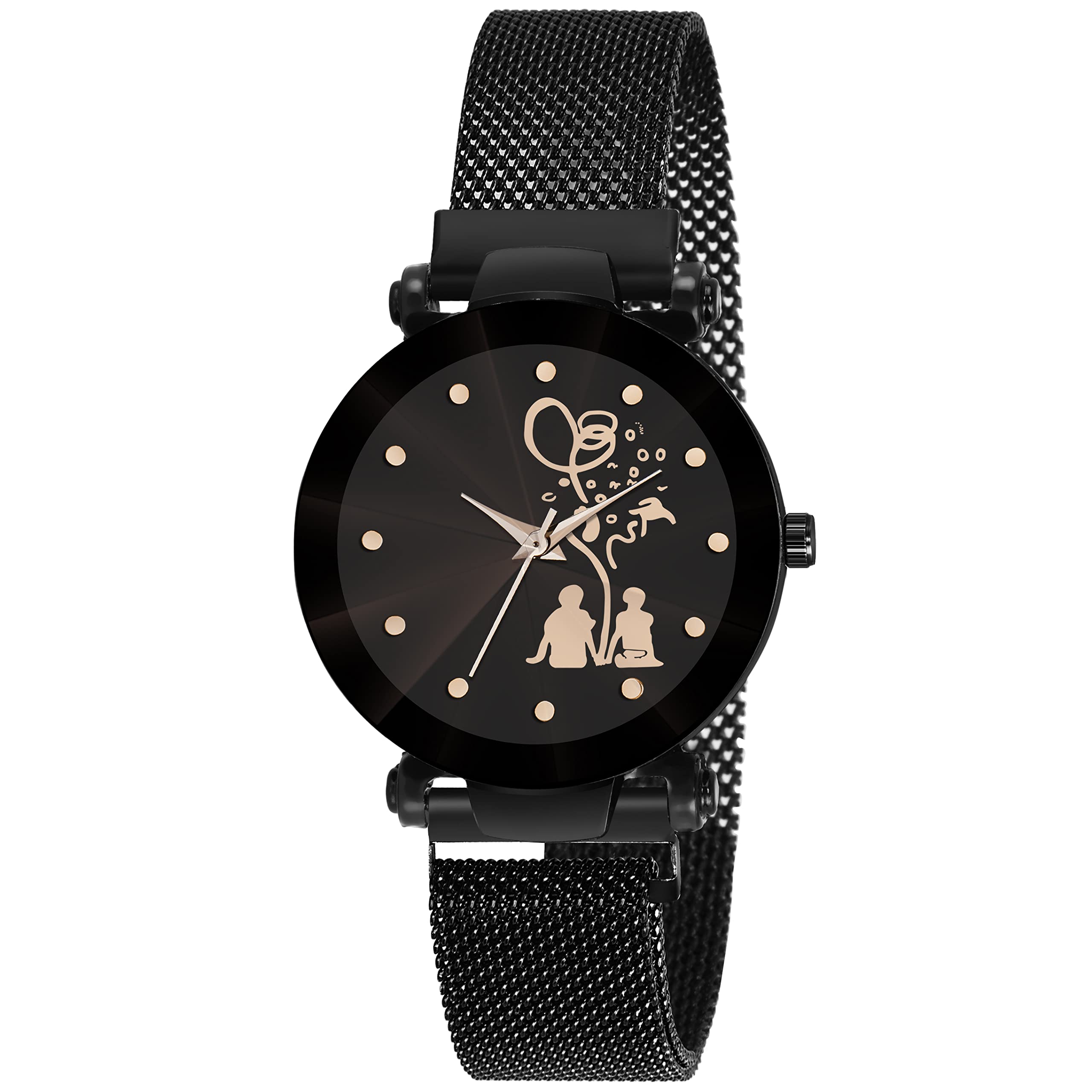 KIROH® Black Lover Couple Dial with Magnetic Metal Strep Analogue Girls and Womens Watch (B08N6HY2DQ) Amazon Price History, Amazon Price Tracker