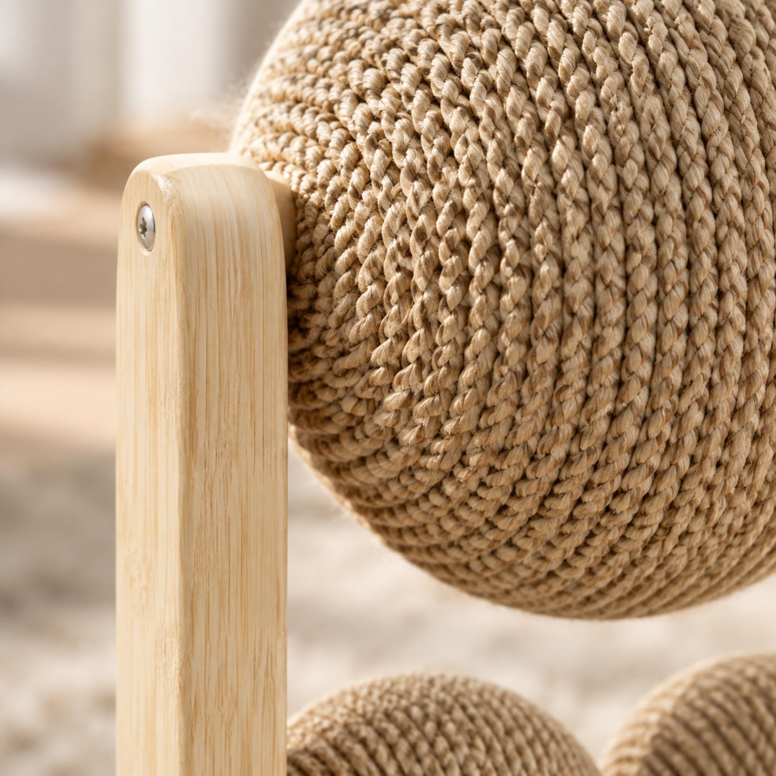 Rascador Madera con Base Giratoria Rascador Pie con Estructura Abierta Resistente Esfera Sisal para Interior, Sala, Pequeño