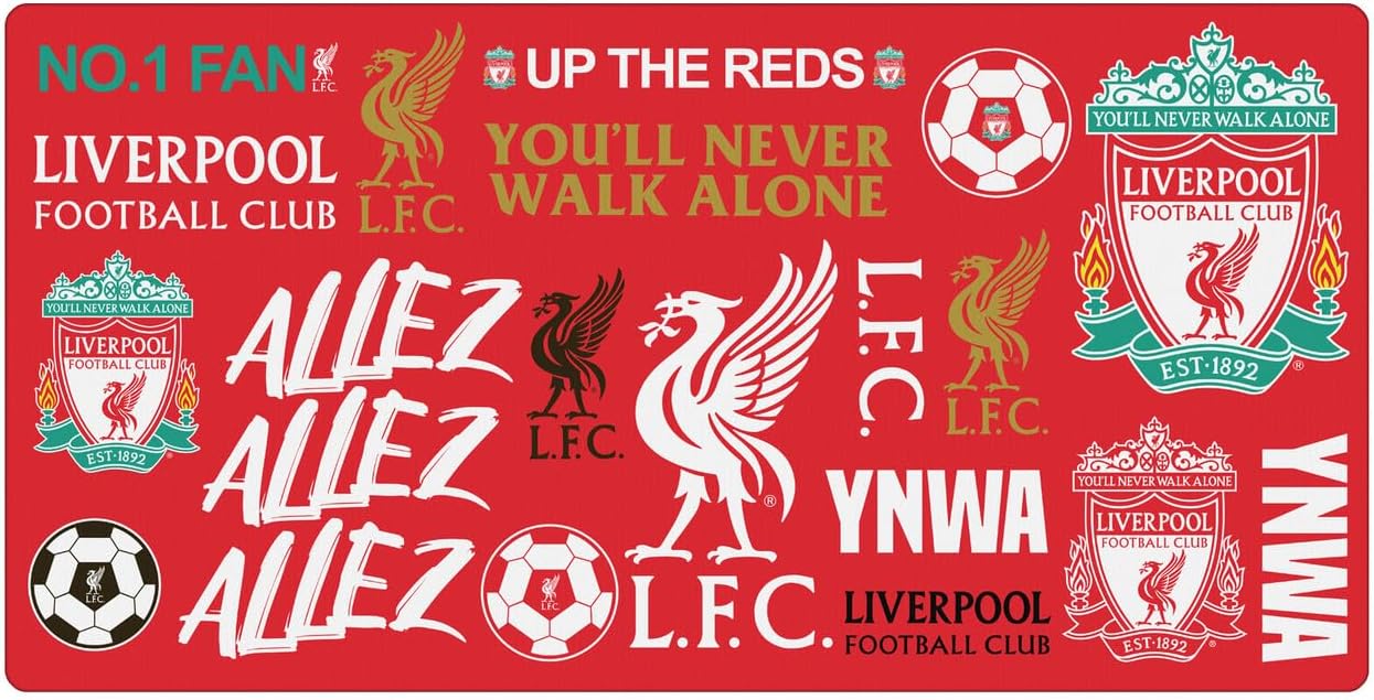 Head Case Designs Officially Licensed Liverpool Football Club Sticker Collage Graphics 23.62 x 11.81 x 0.12 inches (600 x 300 mm) - L Gaming Office Desk PC Keyboard Mouse Mat Pad