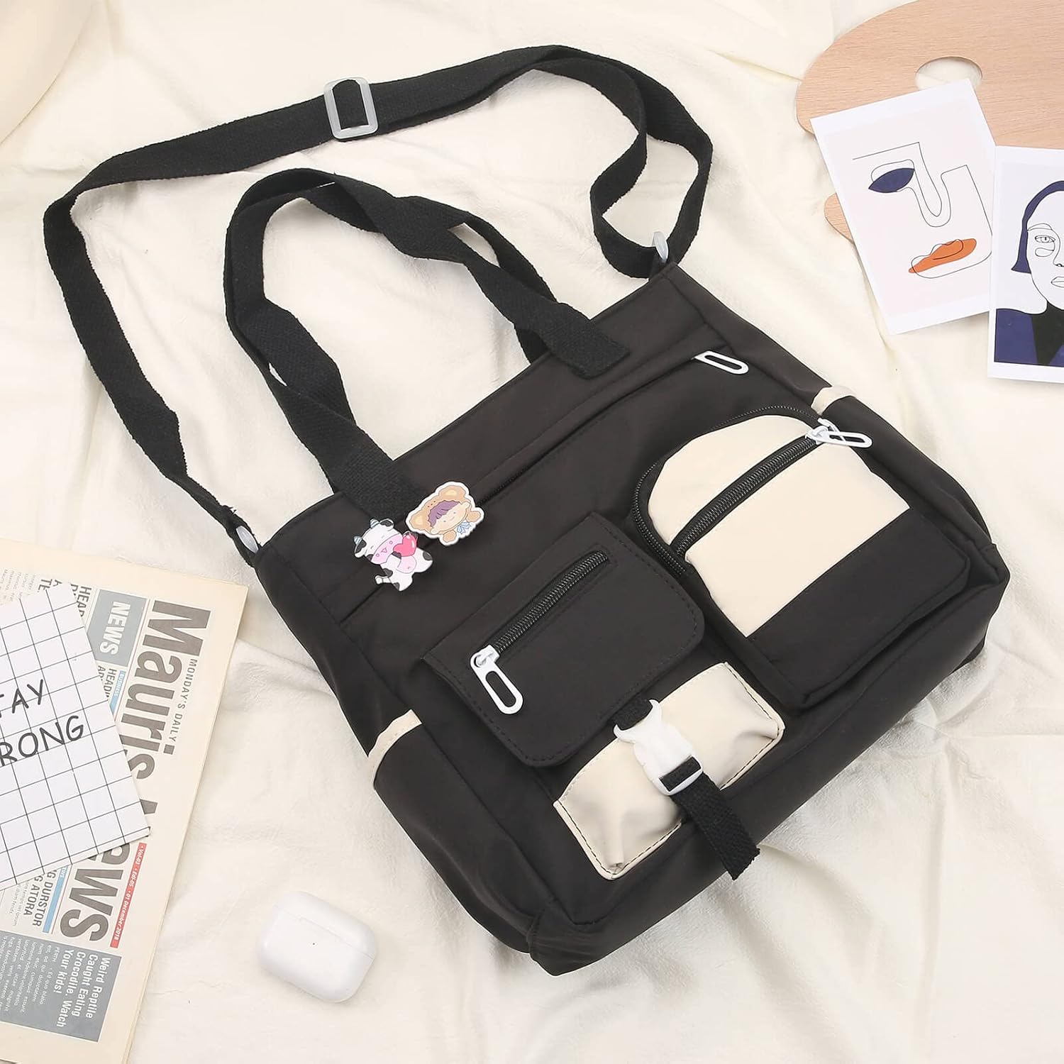 Phaoullzon Crossbody Cute Bag for Teens Kawaii Messenger Purse Nylon Shoulder Tote Bags - Image 2