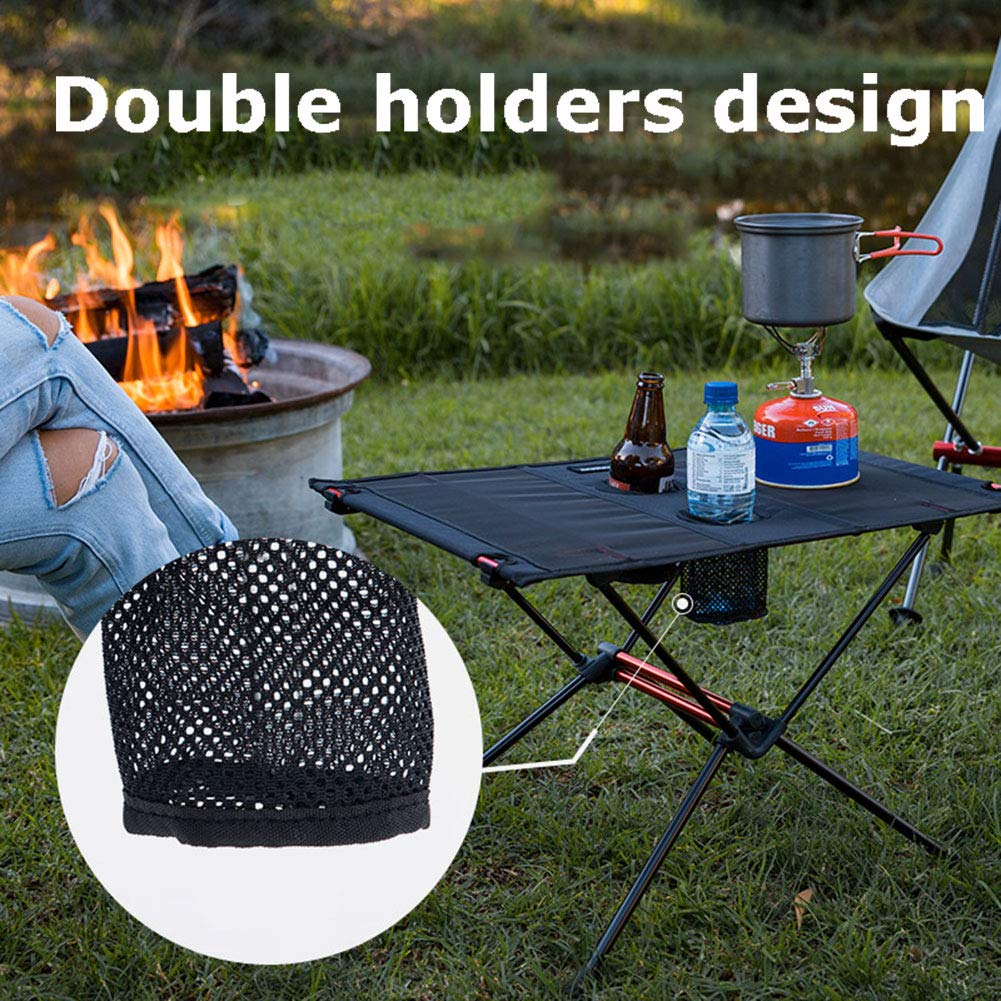 Tentock Tavolo da Picnic Ultraleggero per Esterni, Tavolo Pieghevole da Campeggio in Lega di Alluminio con 2 Portabottiglie per Barbecue Viaggio