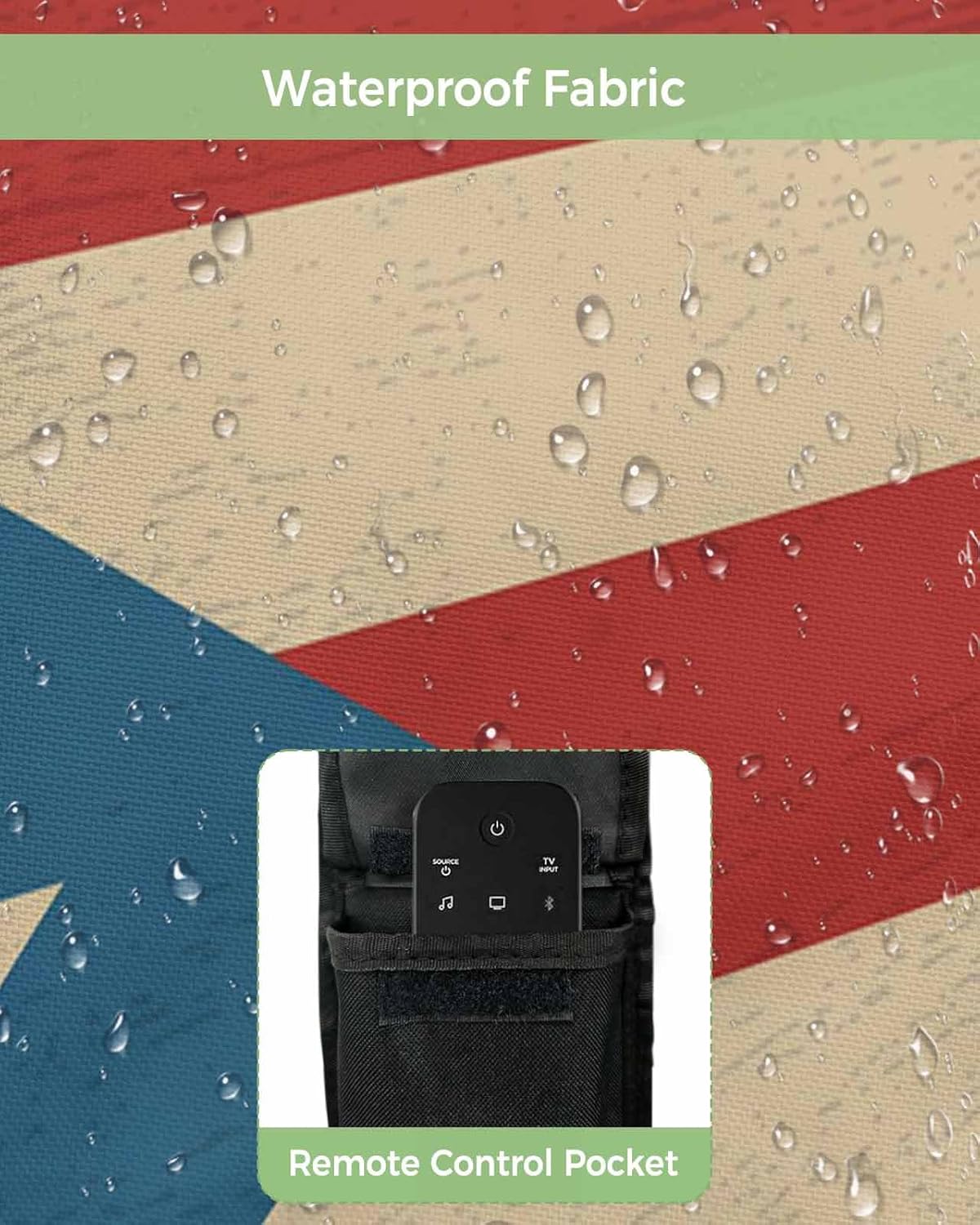 Retro Puerto Rico Flag Outdoor TV Cover for 40 to 43 Inch Outside Flat Screen TV Cover - 600D Waterproof and Weatherproof TV Cover, Vintage World Map Backdrop Dustproof TV Display Protectors