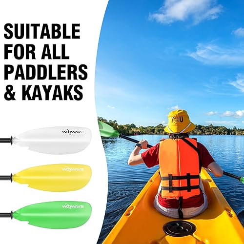 Miniatura 6 de Remo de kayak de 90.9 in91.3 pulgadas, eje de aluminio con hoja de fibra de vidrio reforzada, paleta de remo ajustable para kayaks ligeros, con