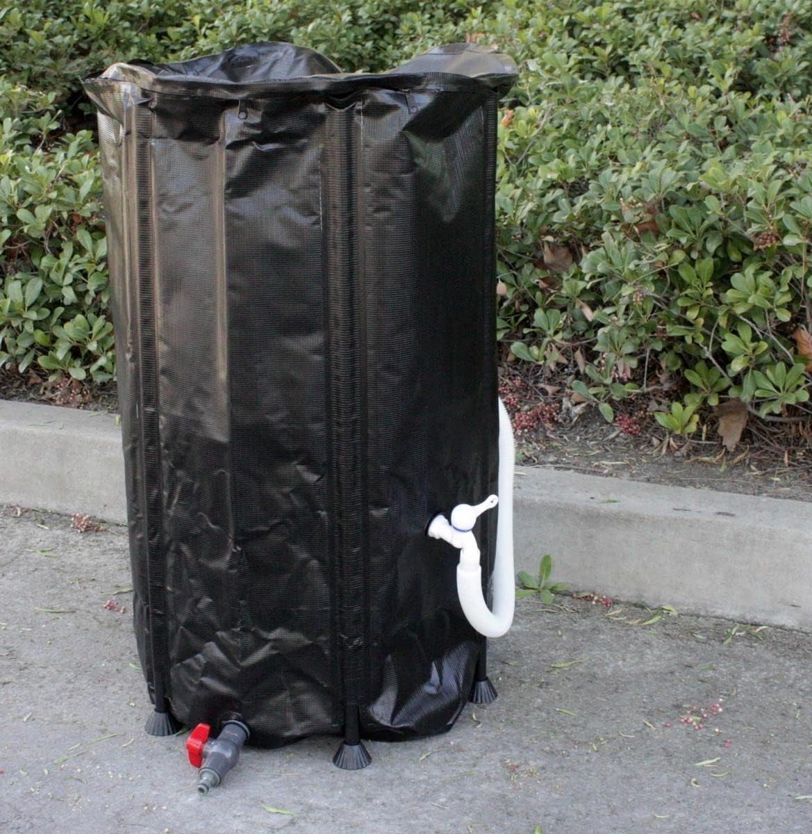66 Gallon Collapsible Rain Water Barrel Collector Storage Spout Container Tank