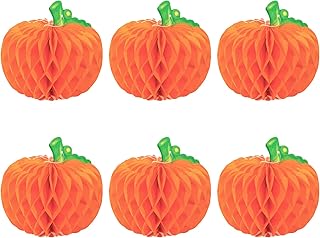 Gladwill - 6 centrotavola a nido d'ape con zucca, in carta, 26,2 cm, per appendere o centrotavola per Halloween, Ringraziamento e caduta