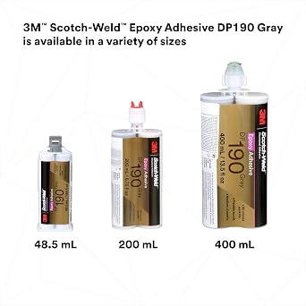 3M Scotch-Weld Epoxy Adhesive DP190, Gray, 48.5 mL Duo-Pak, 1 Each, Provides Tough, Strong Bonds Through High Shear and Peel Strength