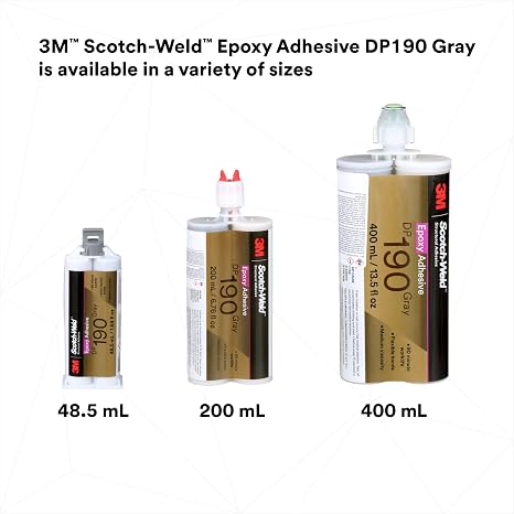 3M Scotch-Weld Epoxy Adhesive DP190, Gray, 48.5 mL Duo-Pak, 1 Each, Provides Tough, Strong Bonds Through High Shear and Peel Strength