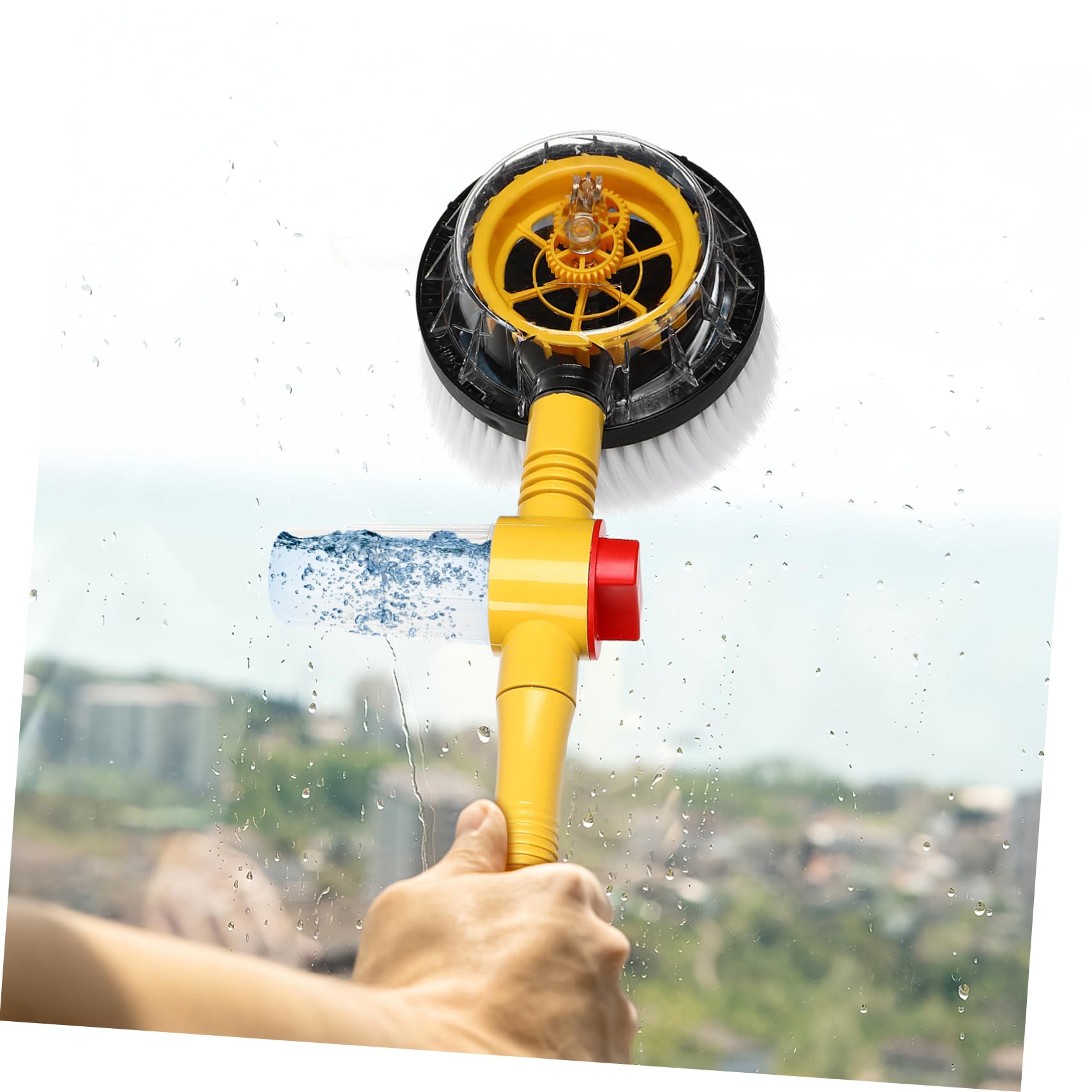 ULTECHNOVO Brosse de Nettoyage Forte Absorption d'eau pour Voiture Rotative Automatique avec Manche Long en Chenille et PP Supporte Pulvérisation et Nettoyage, pour Lavage de Voiture