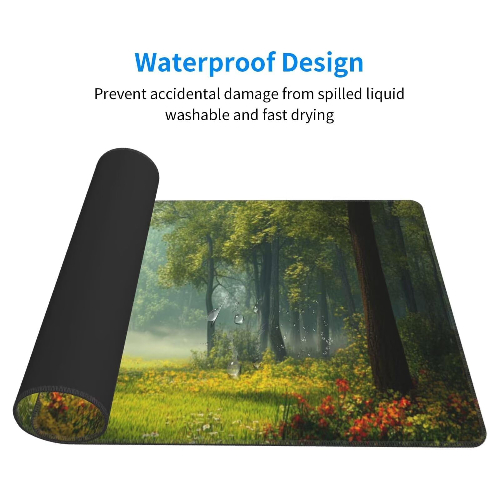 Zielona podkładka pod mysz XXL krajobraz mata na biurko 1600 x 800 x 3 mm zmywalna podkładka do gier na laptopa, z antypoślizgową gumową podstawą do gier, PC, pracowników biurowych Y339