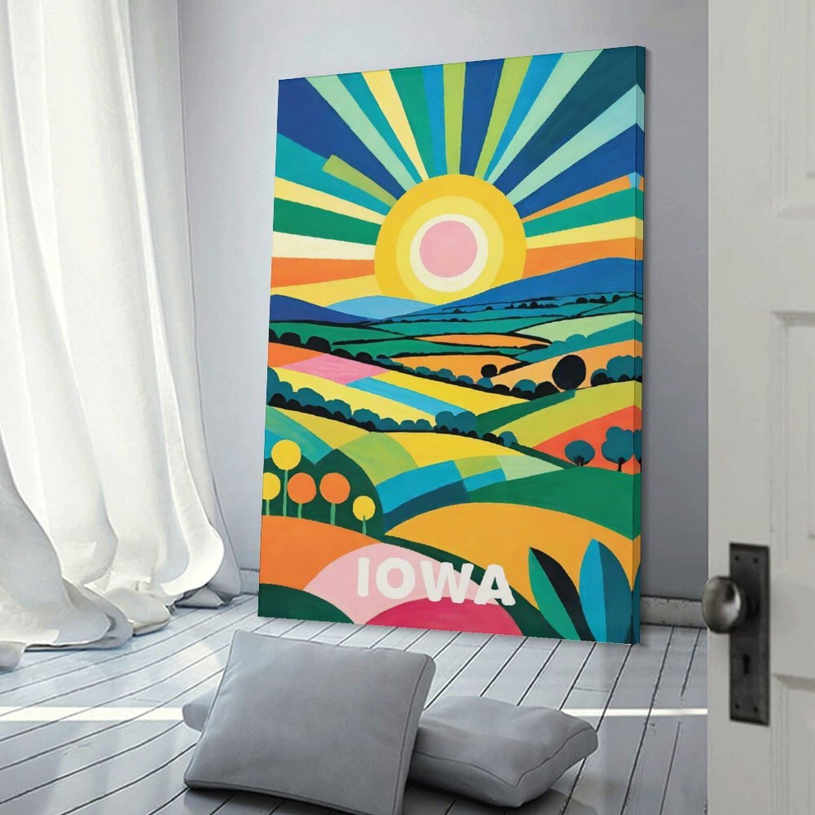 Junmoney Vibrant Iowa Art Print Wall Picture Print 16x24inch(40x60cm), for Lounge Decor, Offices Or Entryway Styling, Versatile Wall Decor for Many Rooms