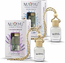 Car Air Freshener Pack of 2, 10ml, Non-Toxic, 60 days Long Lasting, Alcohol-Free, Hanging Diffuser | Fresh Scent | No Headache | All-Weather Aroma (Lavender Breeze,Ocean Touch)