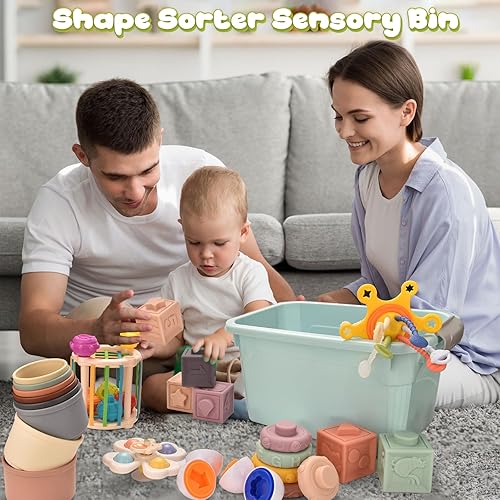 Miniatura 6 de Juguetes Montessori para niños de 1 año, juguetes para bebés de 6 a 12 meses, bloques de construcción apilables y suaves, huevos de combinación y de