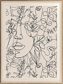 ASTRDECOR Abstract Framed Wall Art, Minimalist Boho Art Prints Women Por...