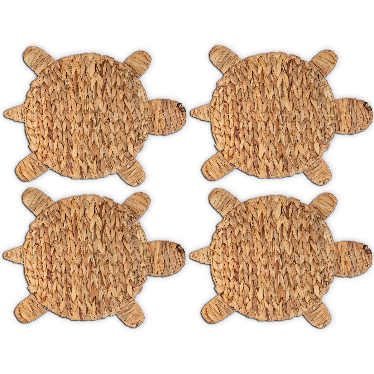 Woven Turtle Placemats Set of 4 (12.6"x17") – Water Hyacinth Placemats Indoor – Farmhouse Placemat for Dining Table – Boho Place mats – Wicker Rattan