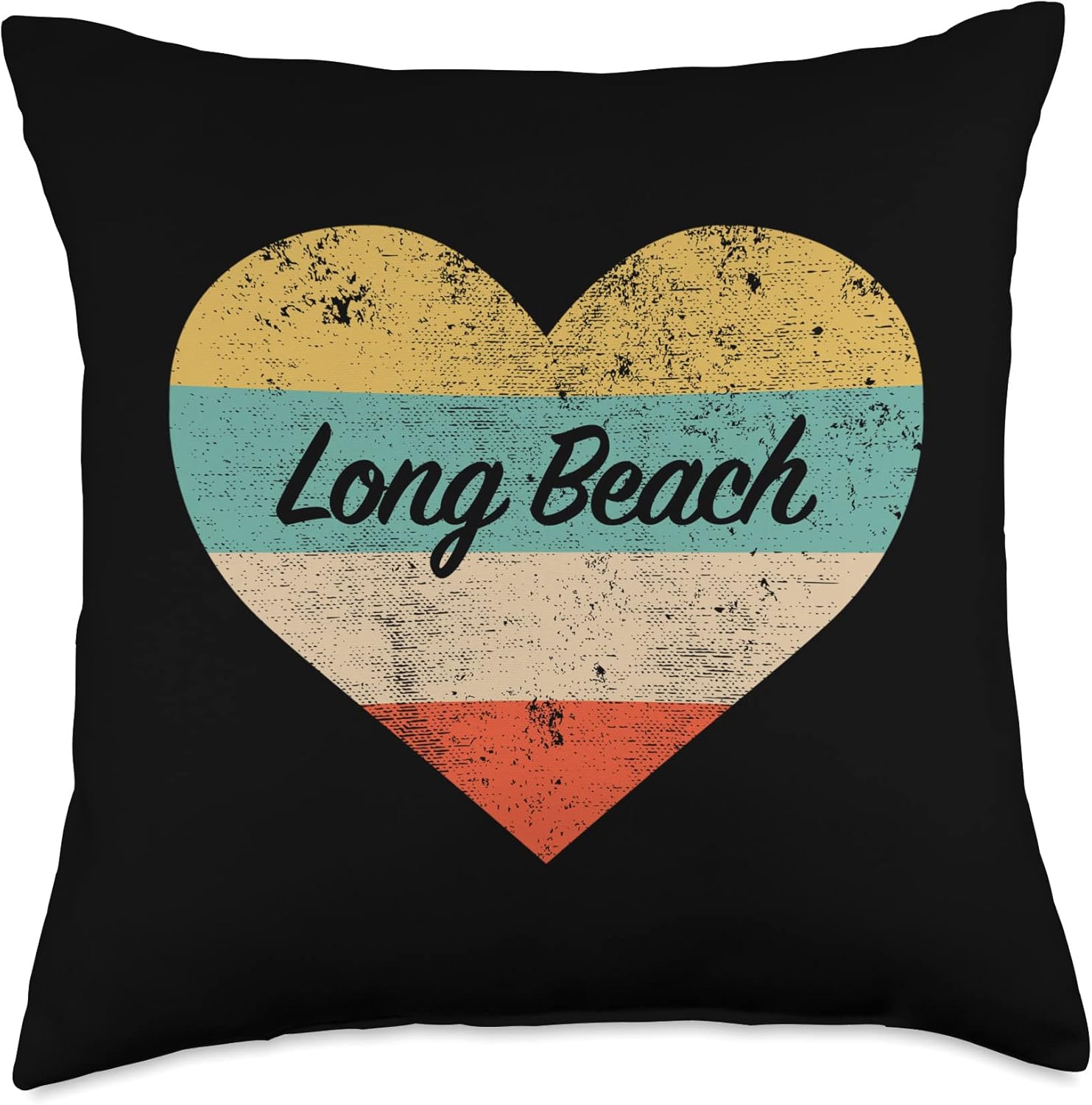 I Love Long Beach California Vintage Distressed Retro Throw Pillow