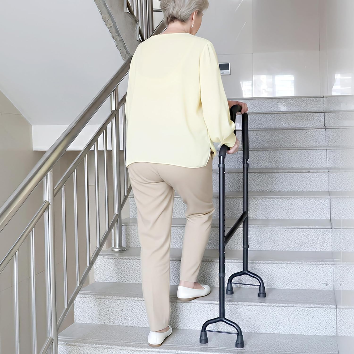 Stair Climbing Assist Cane for Elderly, A Stability Cane Can Make Walking Up and Down Stairs Easier and Less Painful. Perfect Helper for Those with Sore or Weak Hips and Knees.