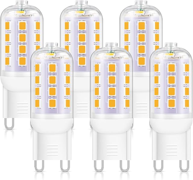 Unicozin G9 LED Bulb, 5W 450LM Equivalent to 40W Halogen Bulbs, Warm White (2900K), Non-Dimmable, G9 LED Light Bulbs, AC 220V-240V, 6-Pack