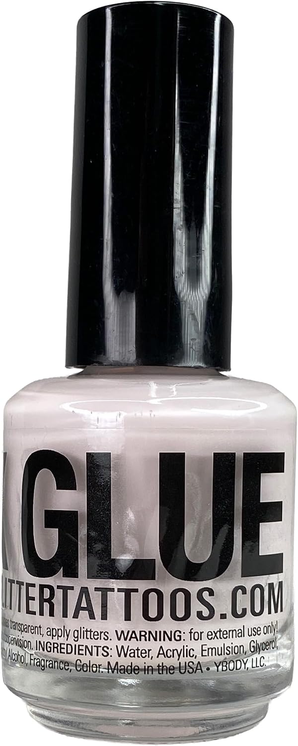 Glitter Tattoo Skin Glue by Ybody (Pink Glue) – Latex-Free Body Adhesive for Glitter Tattoos & Body Art – Long-Lasting Waterproof Adhesive for Kids & Adults – Makeup Glue for Gems & Party Use – 15ml