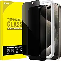 JETech Película de Vidro Temperado de Privacidade para iPhone 15 Pro Max 6,7 Polegadas, Protetor de Tela Anti-Espião com Ferramenta, Pacote com 2