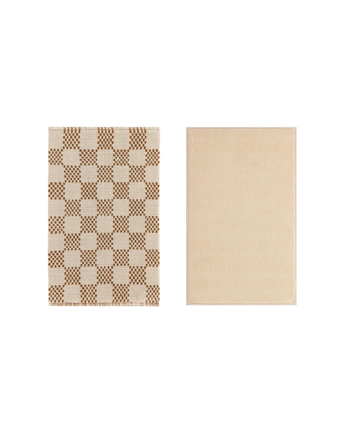 House of Noa The Checks Sedona 21x34 Bath Mat 19 5x32 5 Liner Set Plush Cotton Non Slip