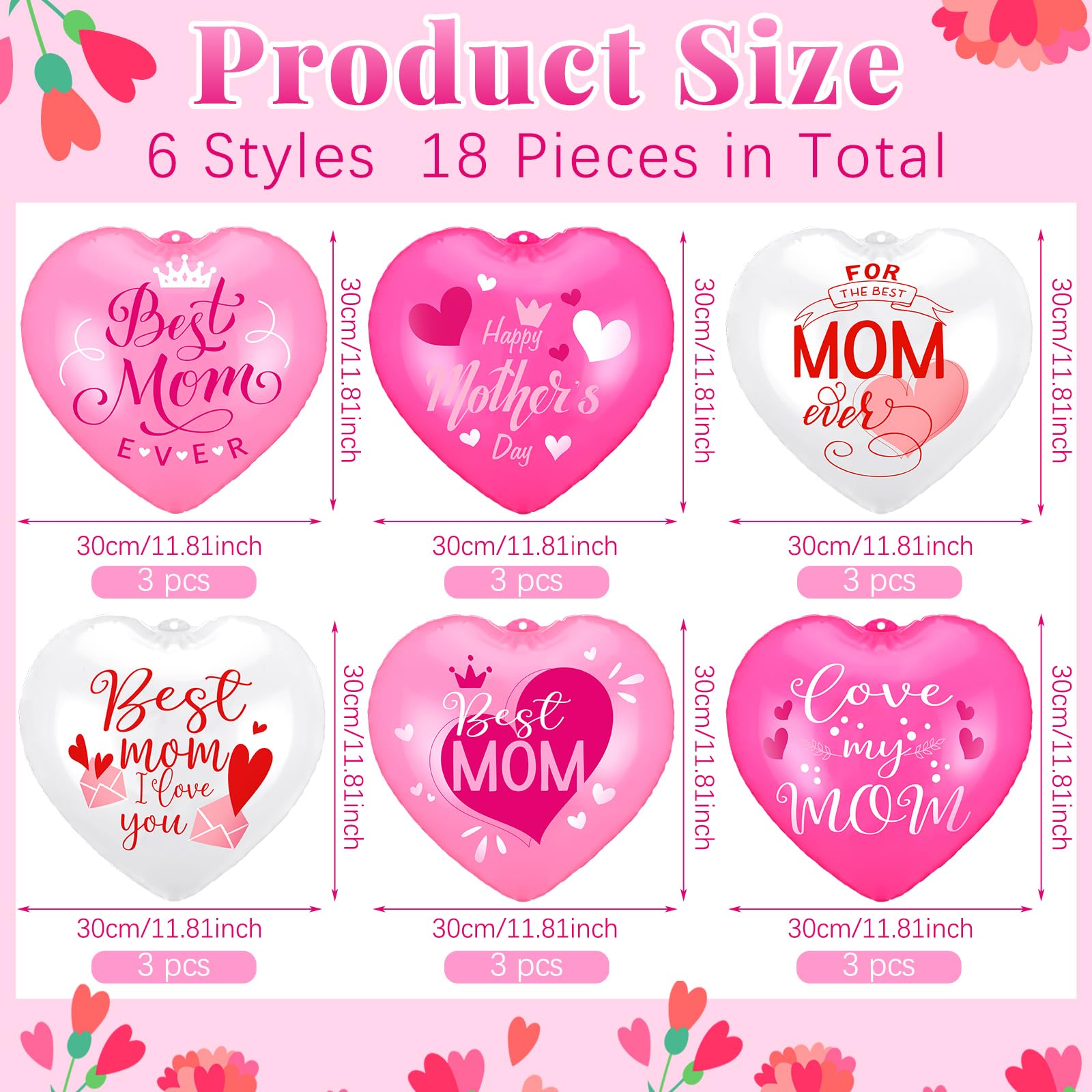 Amazon.com: 18 Pcs Happy Mother's Day Inflatable Heart Yard