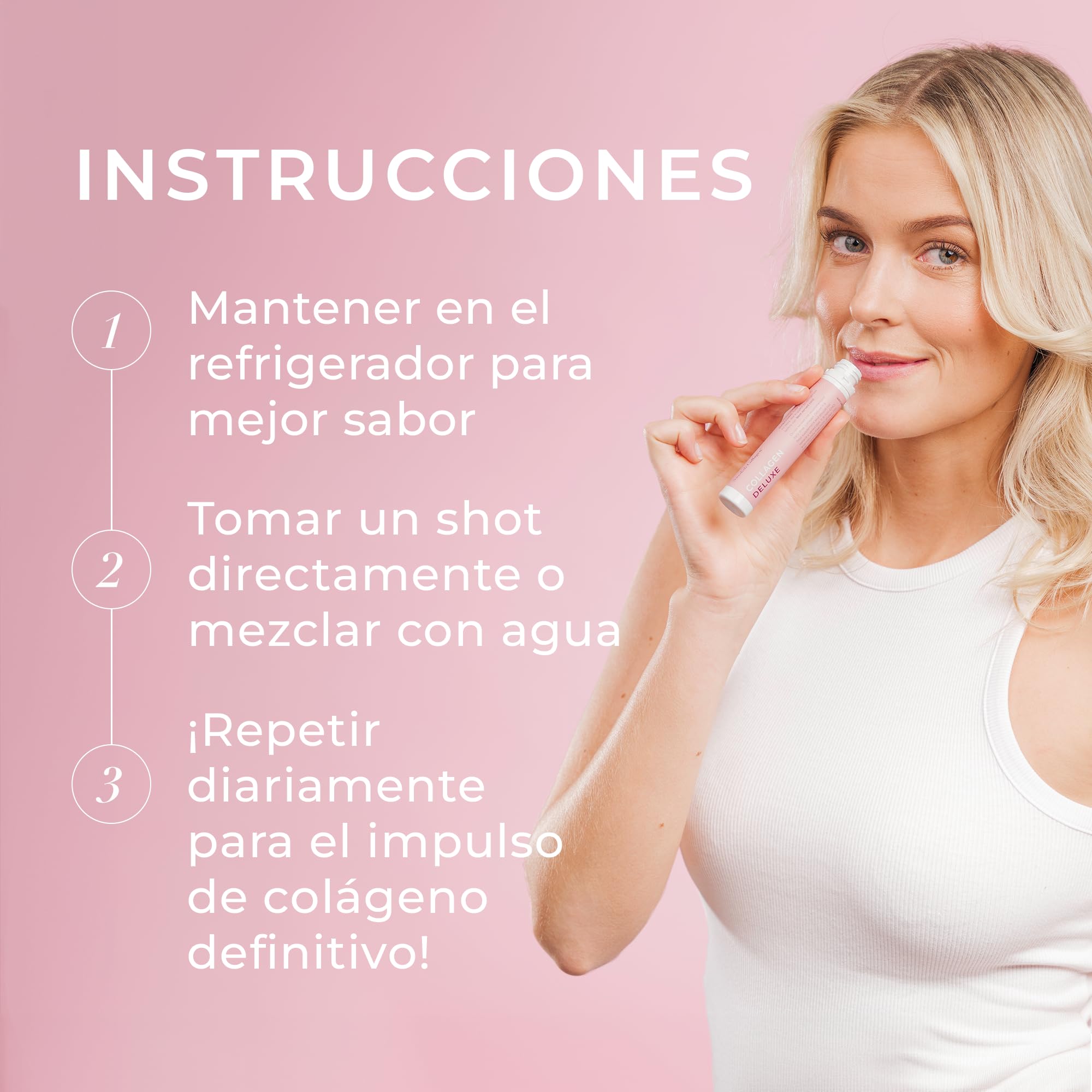 Swedish Collagen Deluxe | Suplemento líquido de colágeno marino hidrolizado de 12.500 mg - 20 dosis diarias de 25 ml | Ácido hialurónico, biotina y vitamina C para un cabello, piel, uñas y