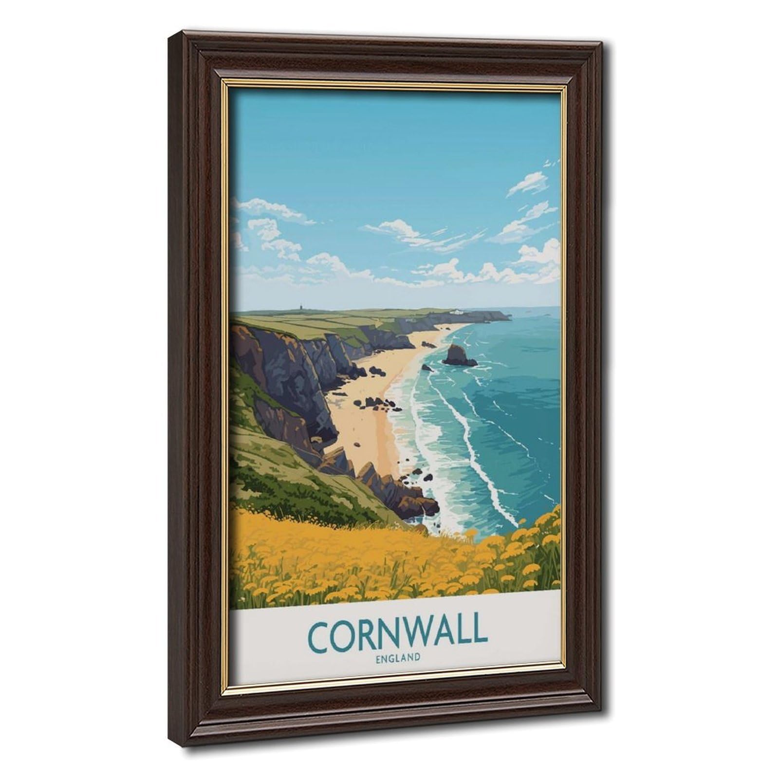 Bareronor Mokume Gane Frame-Style Cornwall Canvas Poster For Office Decor Gift