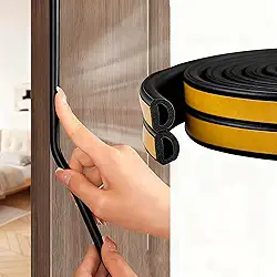 Tira de vedação de chuva e vento para portas e janelas, fita de isolamento acústico autoadesiva de espuma de borracha adesiva, 19,68 pés, pode ser cortada, adequada para várias lacunas