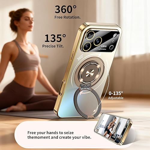 Miniatura 7 de Funda para iPhone 17 Pro Max con soporte magnético giratorio cubierta de cámara integrada compatible con MagSafe Funda delgada de protección a