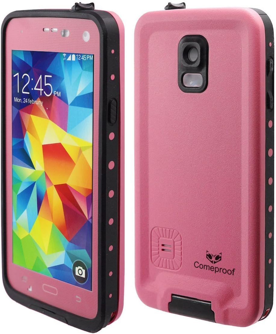 Waterproof Samsung Galaxy S5 Case, Comeproof IP68 Fully Sealed Snowproof and Dustproof, Rugged Shockproof Protective Phone Case Cover for Galaxy S5 Pink