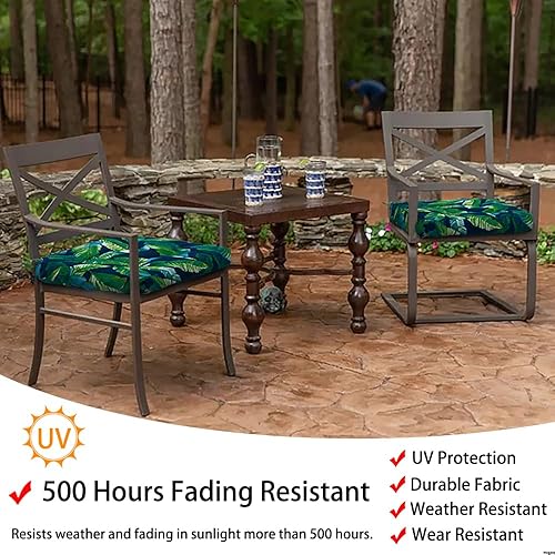 Miniatura 4 de Magpie Fabrics Paquete de 2 cojines de asiento copetudos de 19 x 19 pulgadas, cojines de patio en forma de U con lazos, almohadillas impermeables