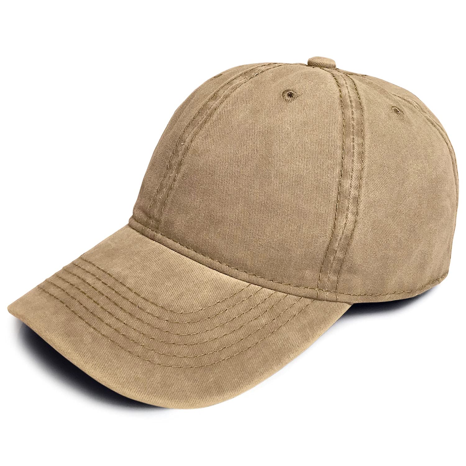 Mens Boys Womens 100% Cotton Distressed Stonewash Peaked Baseball Cap Hat with Adjustable Sizing Strap