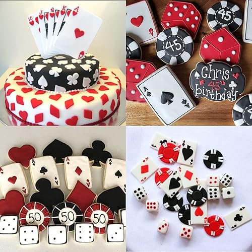 Miniatura 3 de Juego de 7 moldes de silicona de póquer para fondant para Las Vegas, noche de casino, decoraciones de fiesta de cumpleaños de casino con corazón de