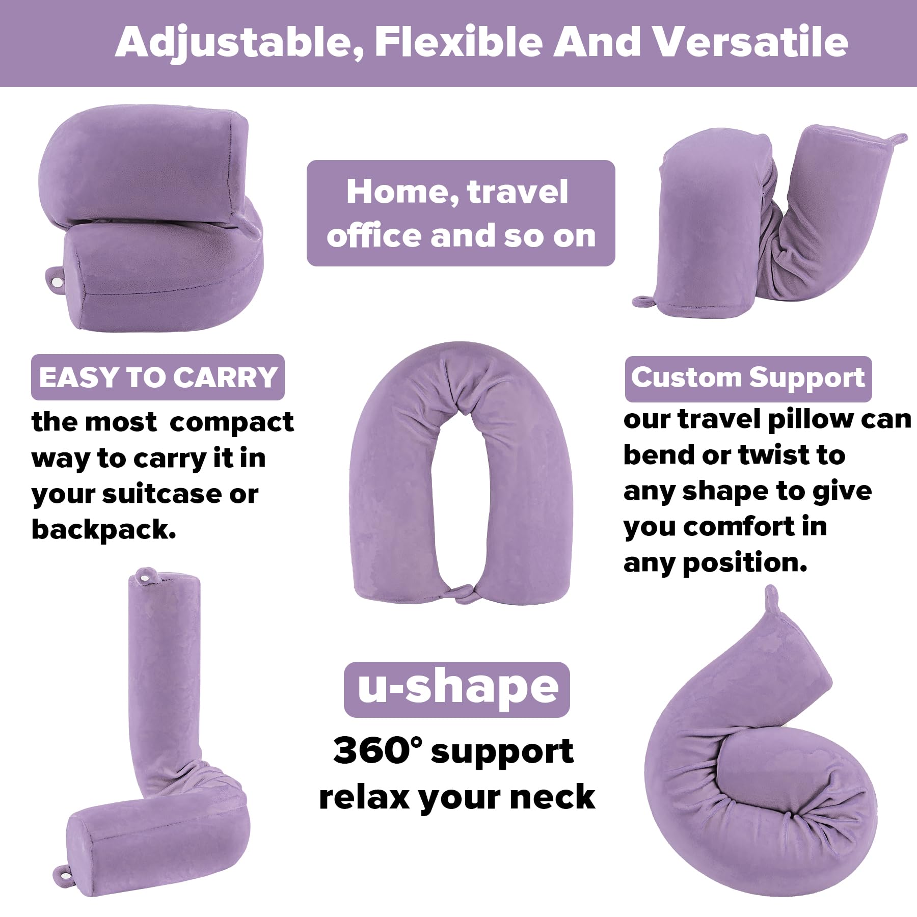 Twist Memory Foam - Cuscino da viaggio per collo, mento, lombare, gamba e supporto per il viaggio in aereo, treno, autobus o a casa, regolabile, con morbida copertura lavabile