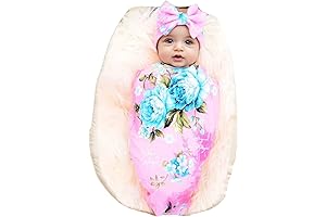 Galabloomer Newborn Receiving Blanket Headband Set Baby Flower Swaddle