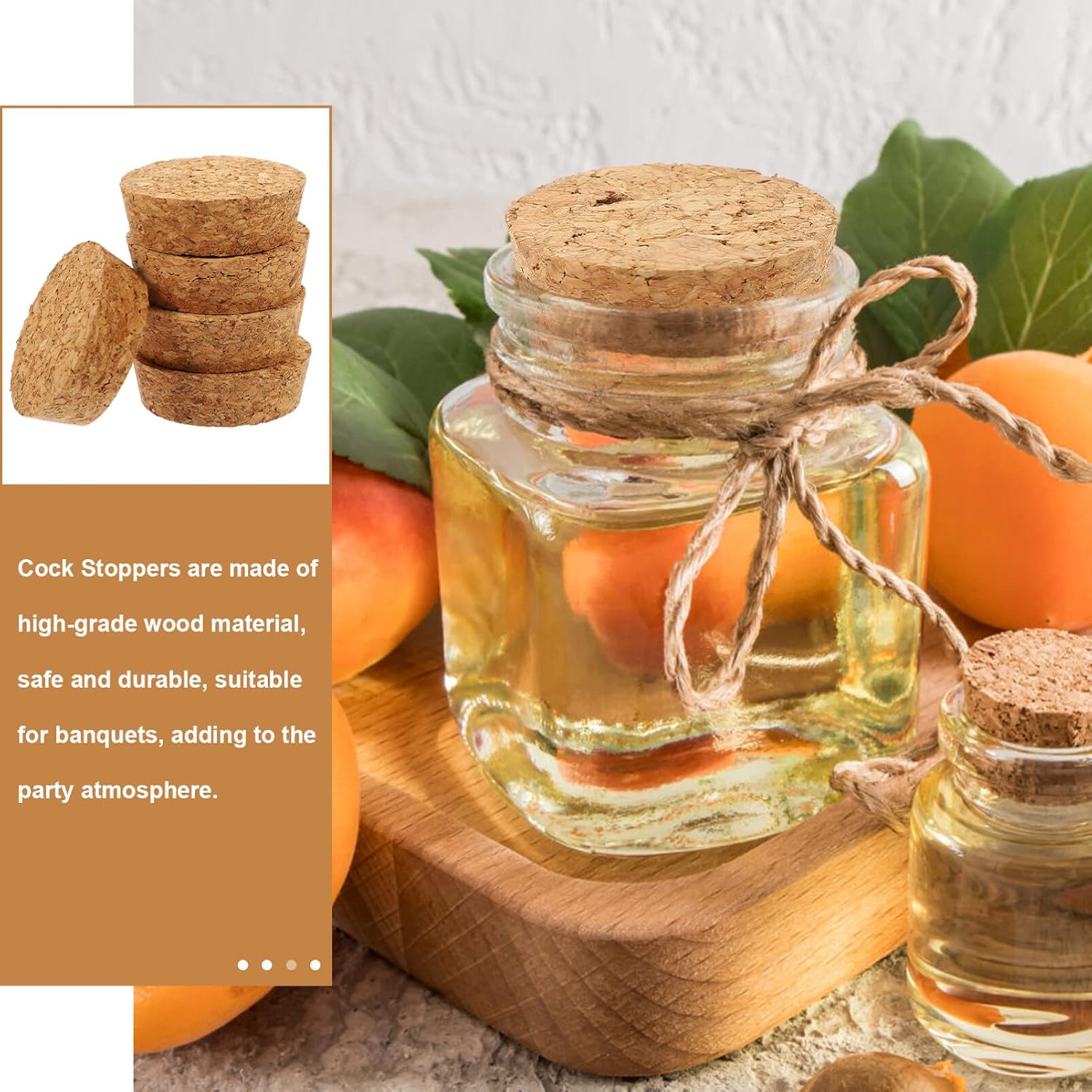 Cabilock 40pcs Natural Wooden Corks Reusable Bottle Stoppers for Wine Beer and Crafts Shaped Design for Airtight Seal for Home Brewing and Projects