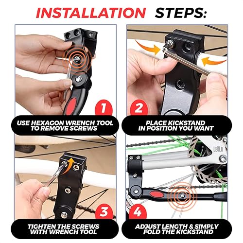 Miniatura 5 de Soporte de bicicleta para bicicleta de montaña, soporte ajustable, accesorios de bicicleta para adultos, soporte lateral, soporte de bicicleta,