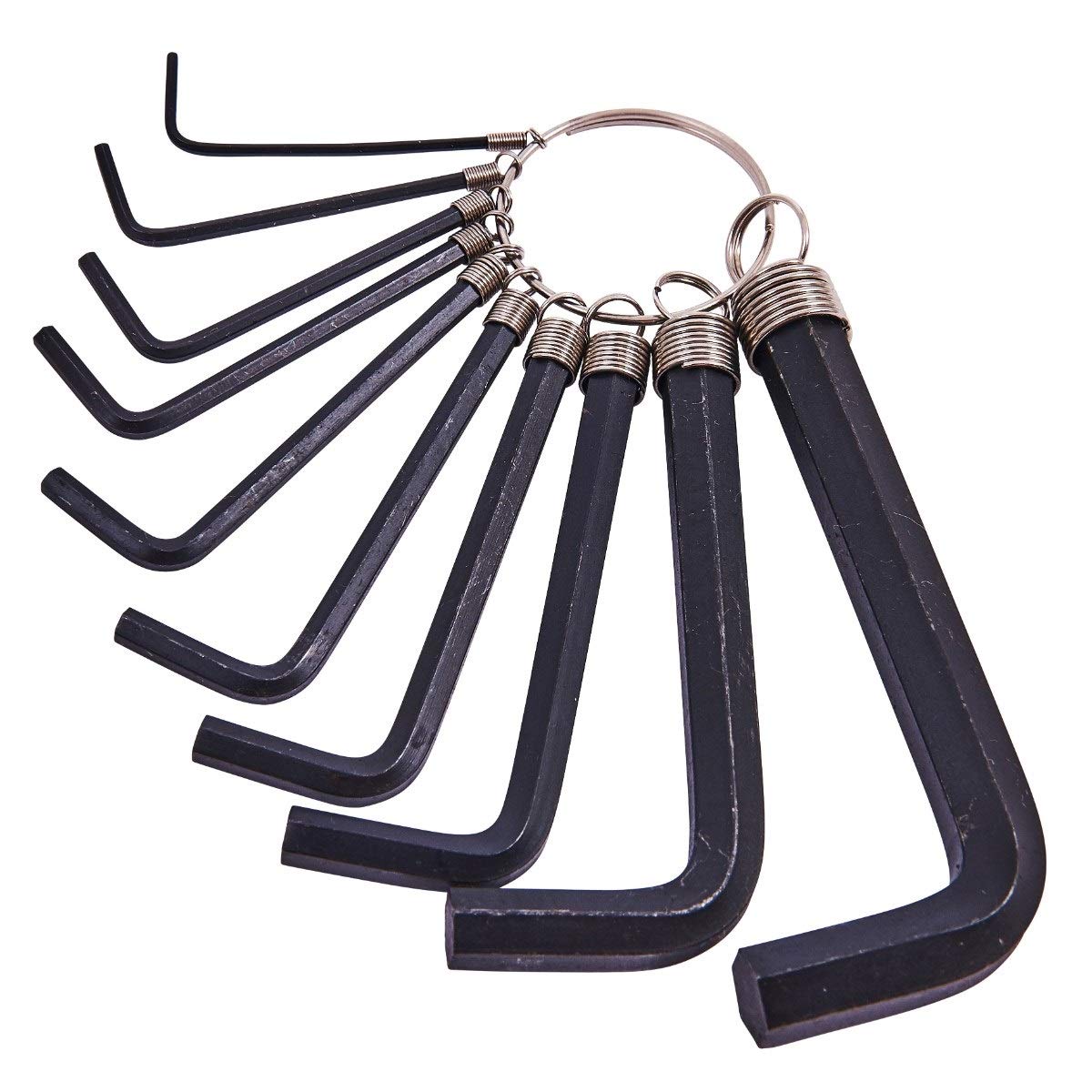 Mr. Gadget Solutions® Black,Chrome Hex Key Set And Key Ring, 10- Piece