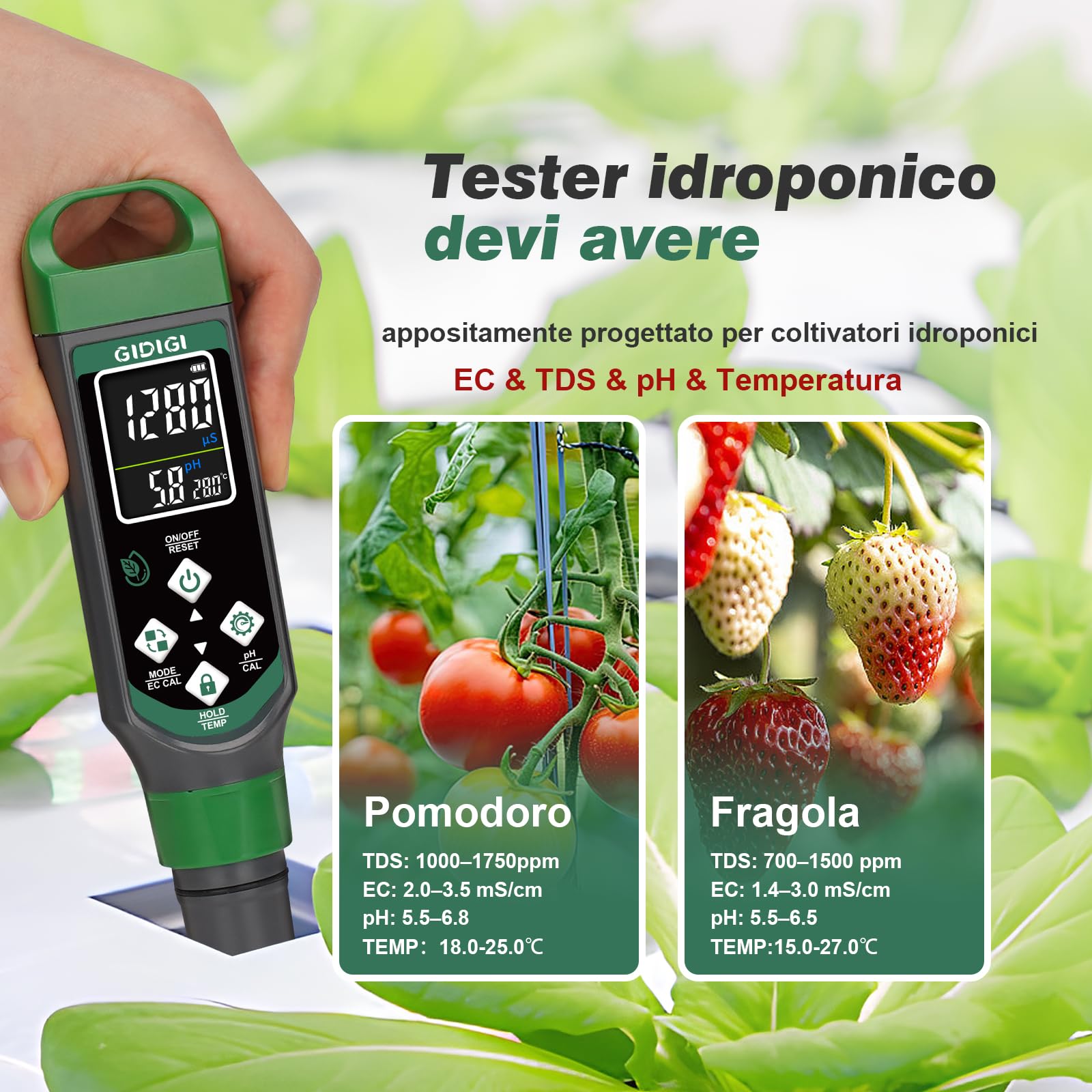 Misuratore di pH digitale 4 in 1 tester PPM per acqua EC TDS temp penna per test qualità dell'acqua idroponica piscina