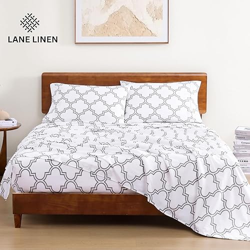 Miniatura 2 de LANE LINEN - Juego de sábanas de 4 piezas 100 % algodón orgánico percal puro King, ropa de cama suave transpirable para colchones de hasta 15